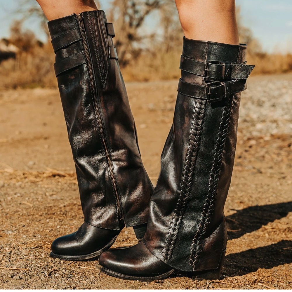 Freebird Espresso Leather Over the Knee Boots